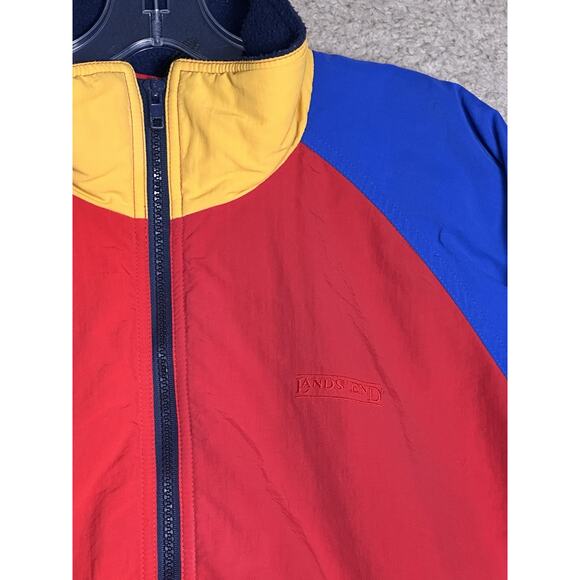 Vtg 90s Lands End Squall Jacket Mens Sz M Red Yellow Blue Retro Colorblock Zip - Picture 7 of 12